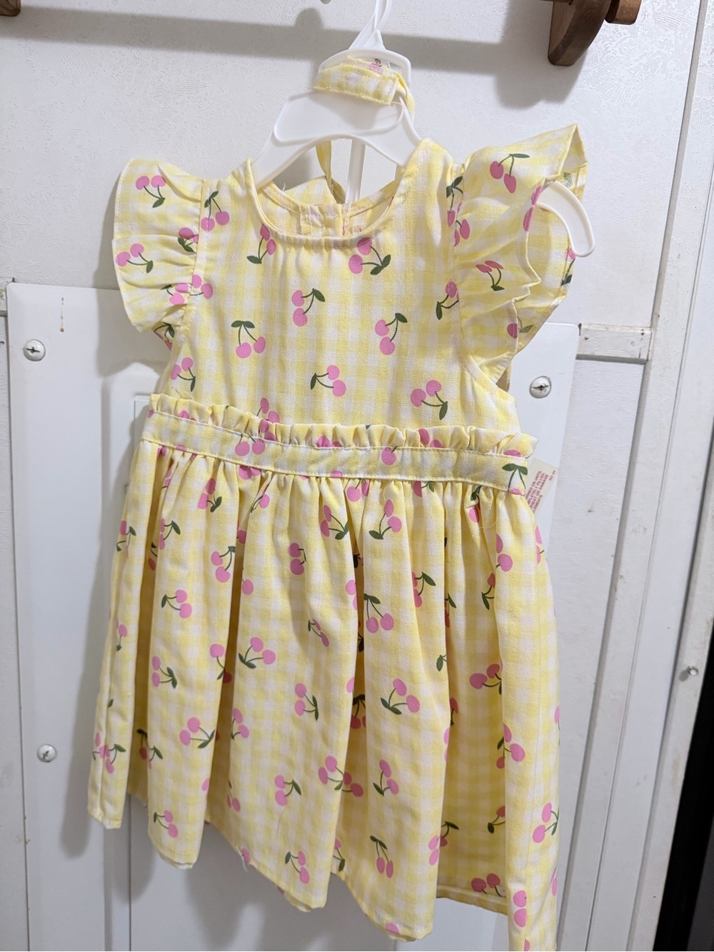 Sunny Yellow Cherry-Print Flutter Dress for Kids